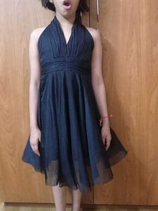 Black Sleeveless Netted Dress (Girls)