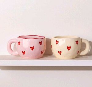 Heart Print Ceramic Mugs