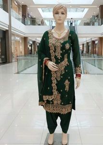 Elegant Green Embroidered Suit