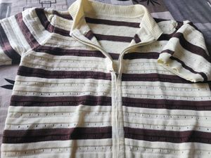 Striped Zip Up Polo Shirt
