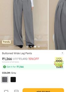 Wide Leg Trousers with Button Detail