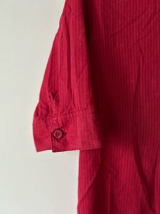 Red Peplum Casual Cotton Top