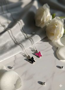 New 2 Butterfly Pendant Necklaces