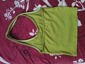 Lime Green Backless Halter Neck Top