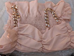 Ruched Chain Strap Crop Top