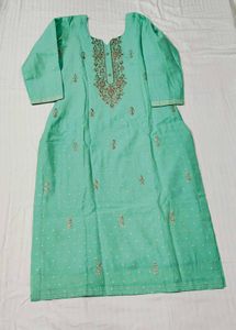 Women Green Festive Chanderi Silk  Suit Set