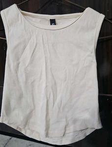 Cream Ribbed Tank Top