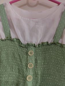 Frock(White+Olive Green)