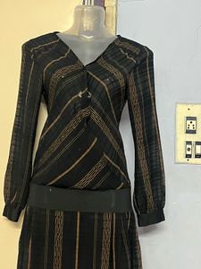 Pintrest Korean Striped Black Dress