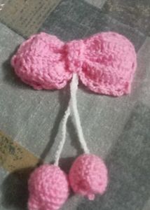 Pink Crochet Bow Hair Clip