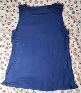 💙 Elegant Navy Blue Sleeveless Kurti Top with Gol