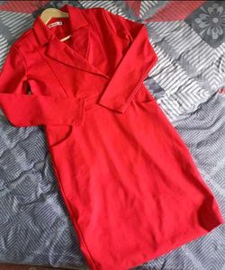 Modest Red Blazer Dress for corporate boss ladies