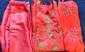 Coral Embroidered Salwar Kameez With Dupatta Set