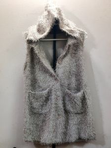 imported Sherpa Faux Fur Hooded Fleece Vest