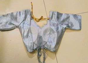 Banarasi silk Padded V Neck  Drawstring Blouse