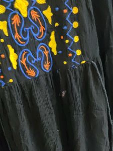 Pretty black Dress With Floral Embroidery