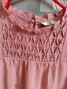 Pink Ruffle Neck Blouse