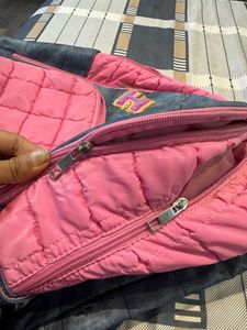 Pink And Grey Beautiful School Bag For Girls