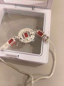 Stunning Silver &amp; Red Stone Bracelet