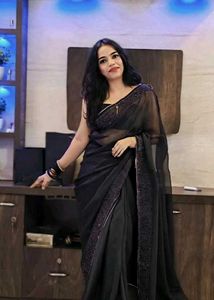 Elegant Black Embellished Saree