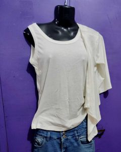 White Tank with Open Sleeve Cardigan