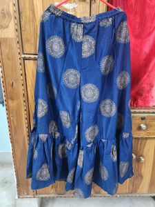 Cold Shoulder Navy Blue Kurta Sharara Set