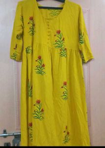 Lemon Yellow 💛 Frock Kurti