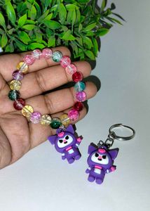 Kuromi Handmade Charm Bracelet &amp; Keychain