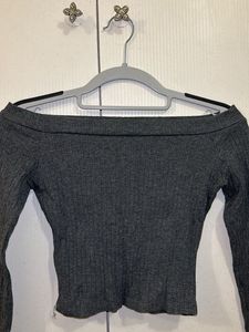 Dark Grey Off Shoulder Top