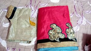 Elegant Pink Saree with Blouse