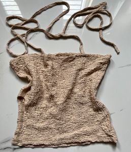 Crinkled Tie Crop Top