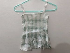 Green Plaid Sleeveless Top