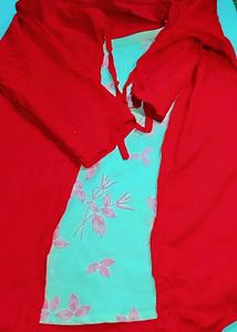 Red Kimono with Floral Print