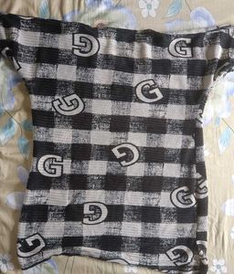 G Checkered Print Top