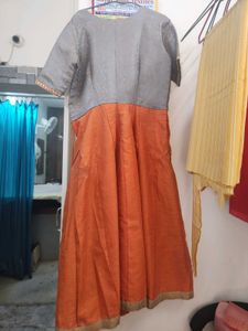Elegant Orange &amp; Grey party gown
