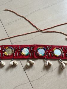 Red Mirror &amp; Shell Navratri Belt