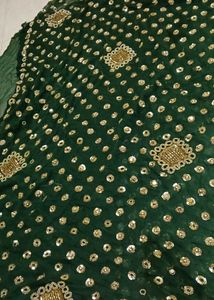 Full Heavy Work saree green and gold combina