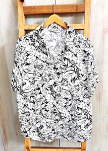 White Printed Cotton Shirt Size-40-42