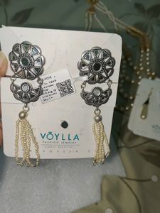 Oxidised Silver Mirror Long Earrings