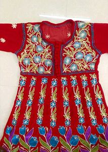Red Embroidered Kurta