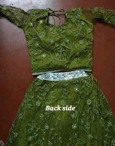 Olive Green Embellished Lehenga Set