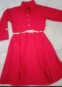 Red Button-Up Dress
