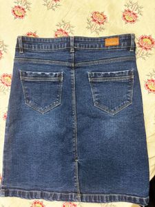 Button Front Denim Mini Skirt