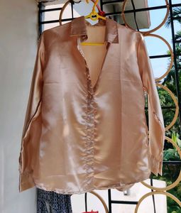 Premium Satin Shirt (Golden Beige)