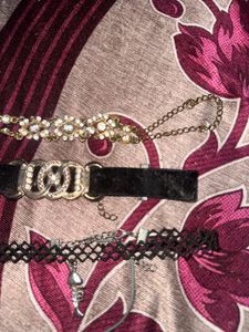 2 Black Chokers 1 Bracelet