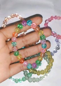 Handmade Crackled Glass Beads Bracelets