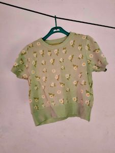 Floral Top - Pastel Green