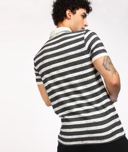 Original Puma Jacqaurd Stripped Polo Neck Grey Tee