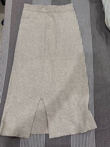 Gray Knit Midi Skirt