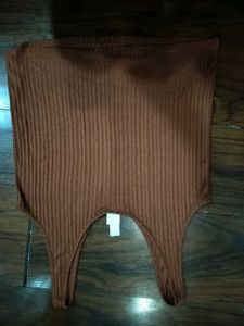 H&amp;M Brown Ribbed Top